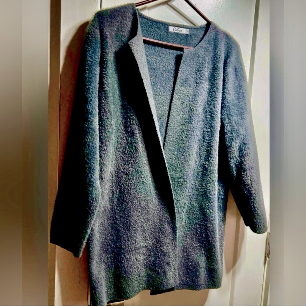 Calico EUC fuzzy oversized coat